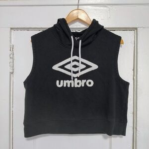Umbro Women's XL Black Sleeveless Hooded Cropped Tank Top Logo